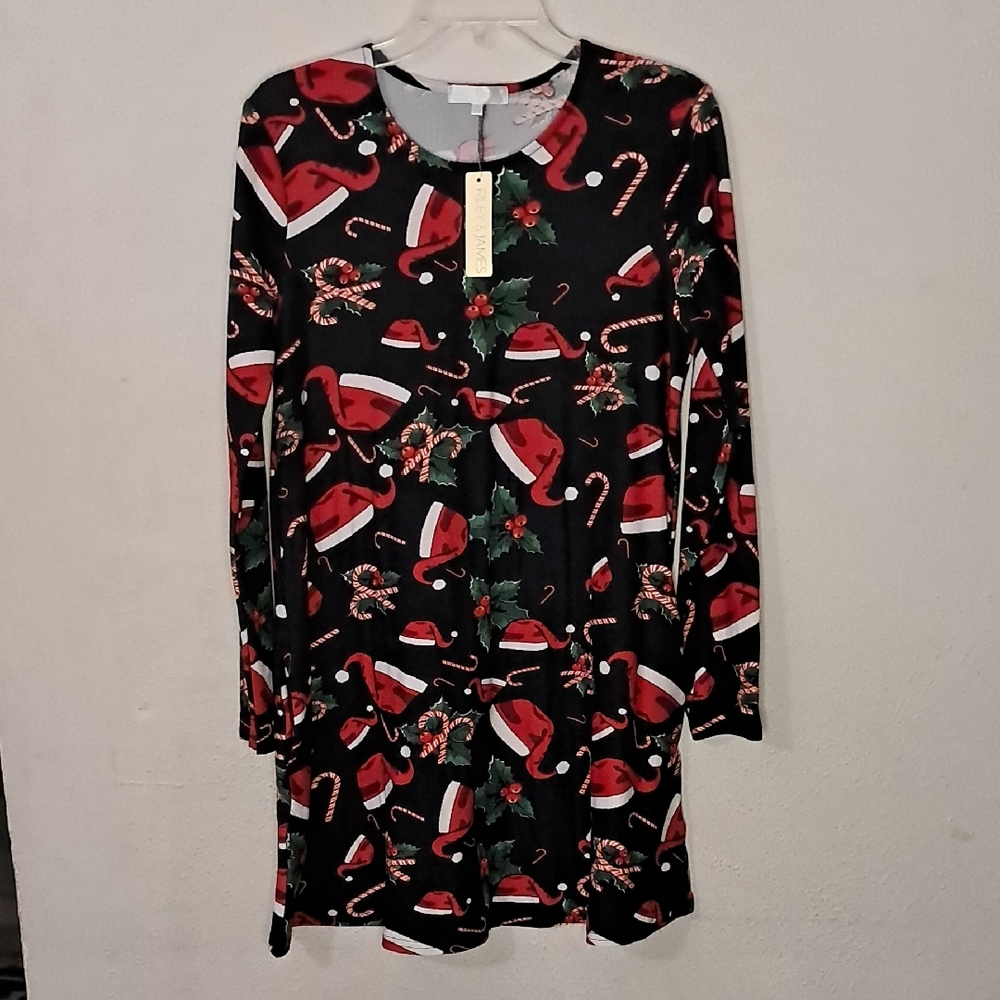 Riley and James Wonen's Size Large Holiday Cheer Black and Red Dress